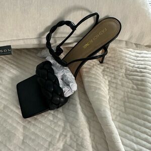 Fashion Nova Black Braided Heels